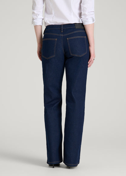 Mid-Rise Relaxed Fit Jeans for Tall Women in Deep Indigo Wash