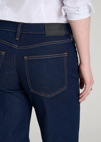 Mid-Rise Relaxed Fit Jeans for Tall Women in Deep Indigo Wash