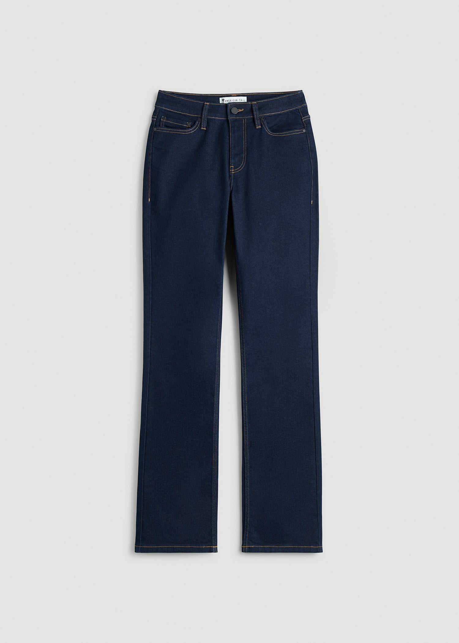 Mid-Rise Straight Fit Jeans for Tall Women in Deep Indigo Wash