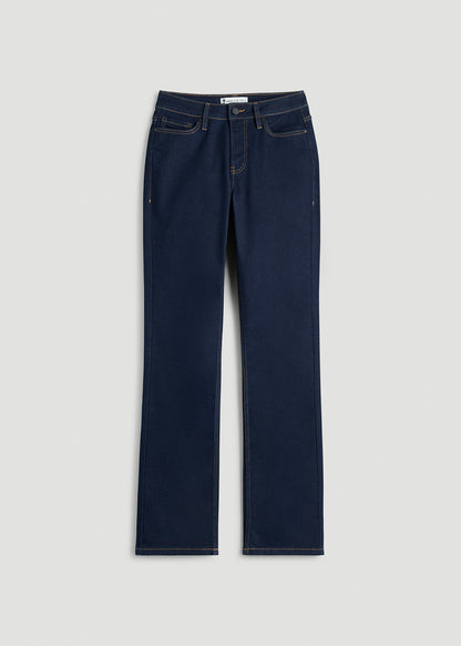 Mid-Rise Straight Fit Jeans for Tall Women in Deep Indigo Wash