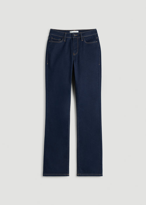 Mid-Rise Straight Fit Jeans for Tall Women in Deep Indigo Wash