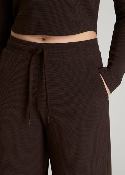 Mid Rise Waffle Wide Leg Pant for Tall Women in Espresso
