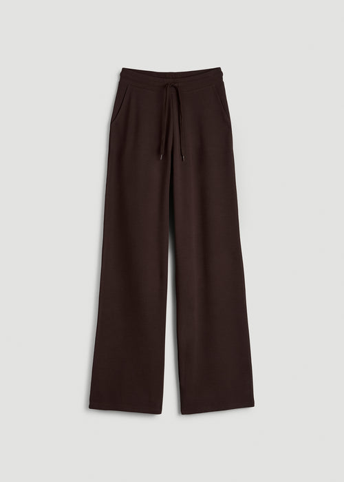 Mid Rise Waffle Wide Leg Pant for Tall Women in Espresso