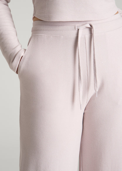 Mid Rise Waffle Wide Leg Pant for Tall Women in Grey Lilac