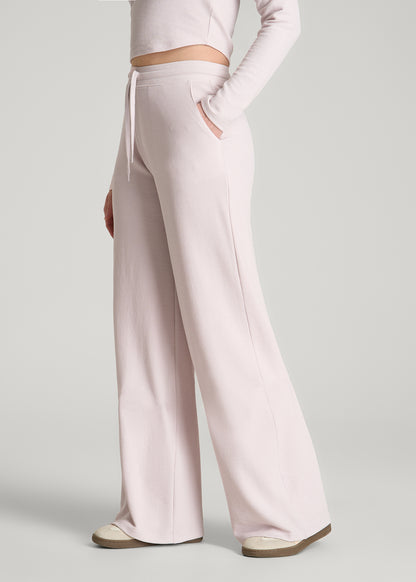 Mid Rise Waffle Wide Leg Pant for Tall Women in Grey Lilac