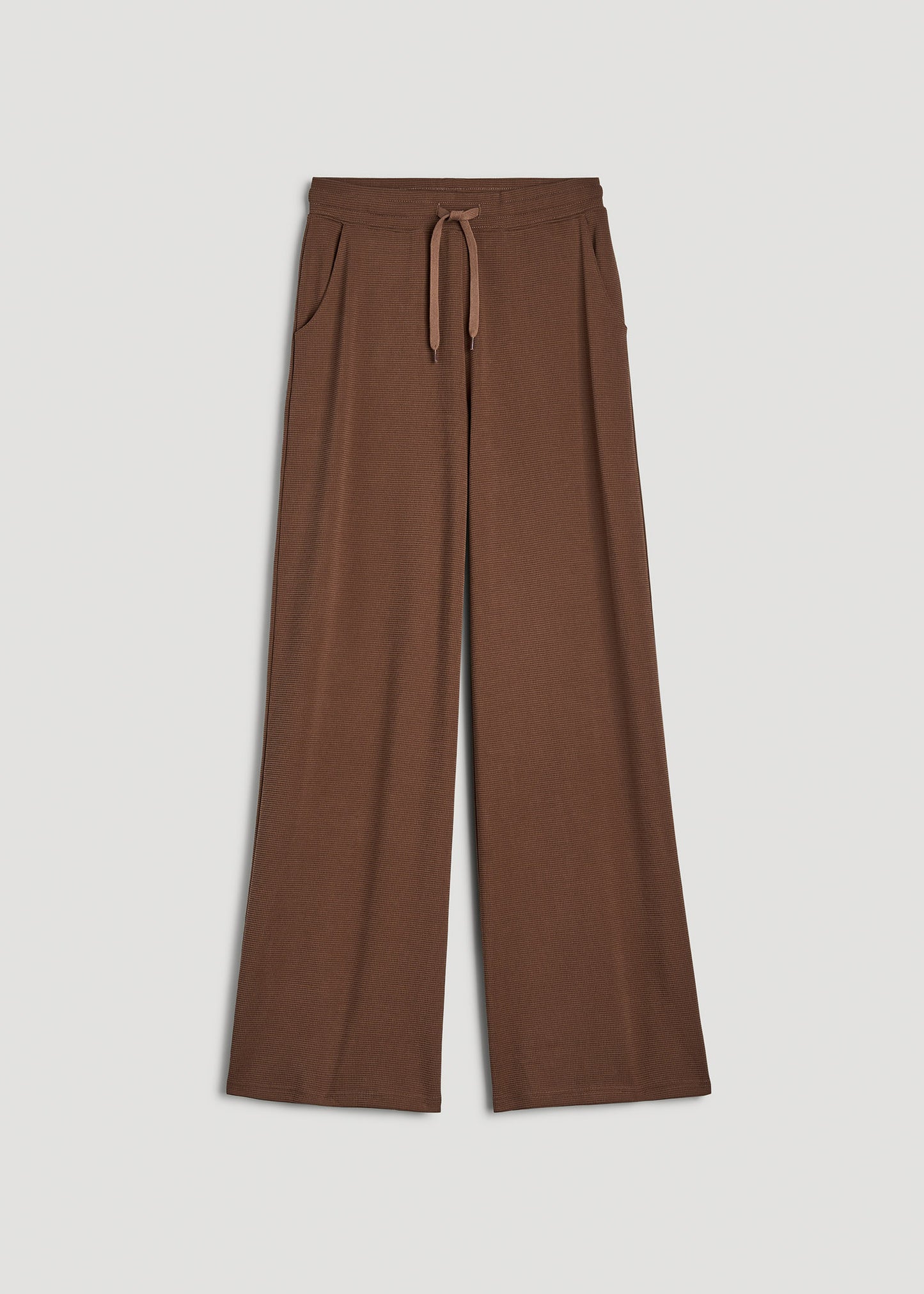 Mid-Rise Waffle Wide-Leg Pants for Tall Women in Otter Brown