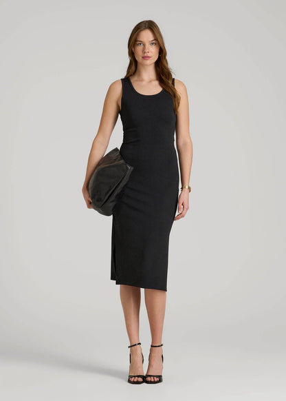 Midi Cross Back Sleeveless Dress for Tall Women in Black XL / Tall / Black