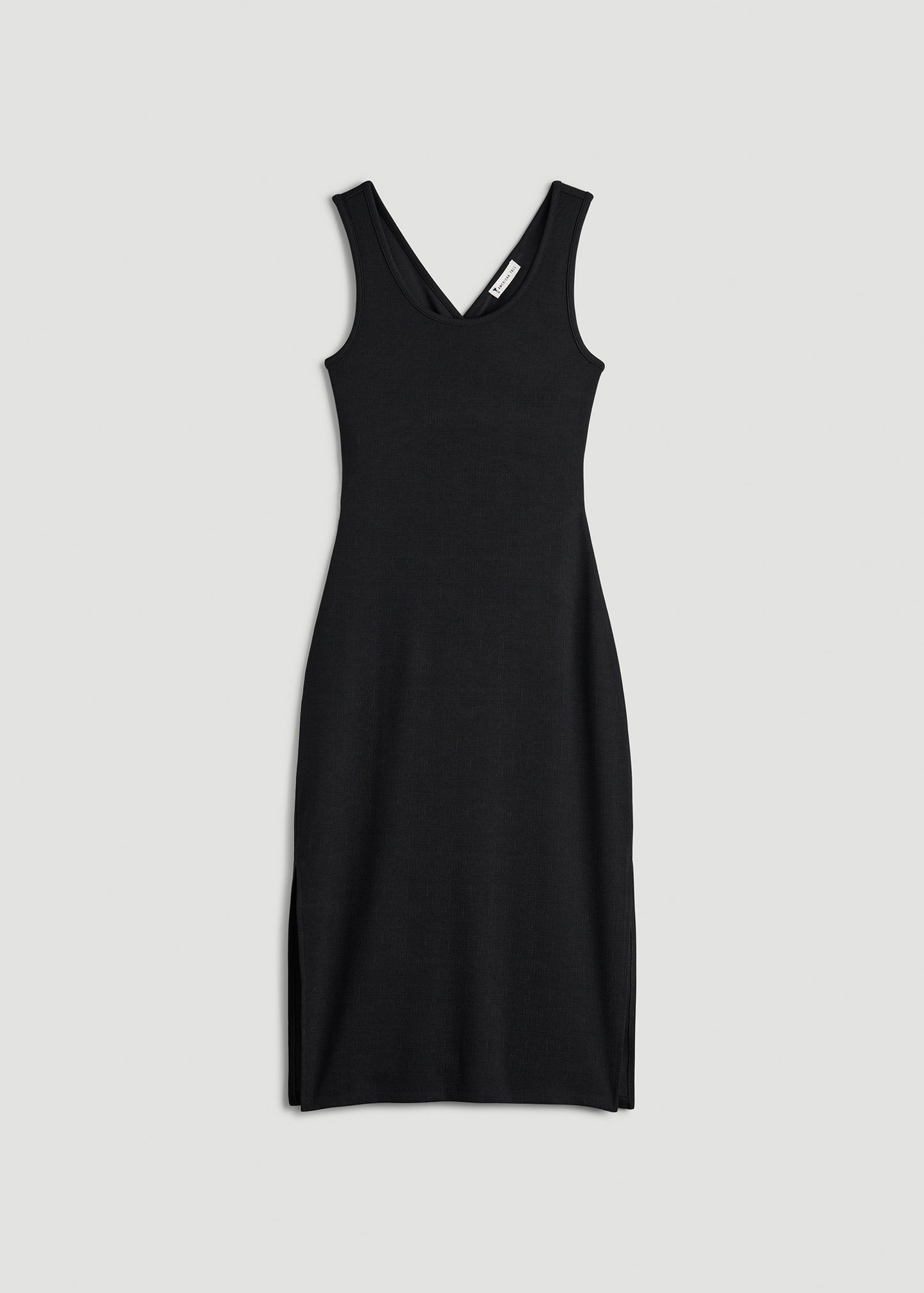 Midi Cross Back Sleeveless Dress for Tall Women in Black