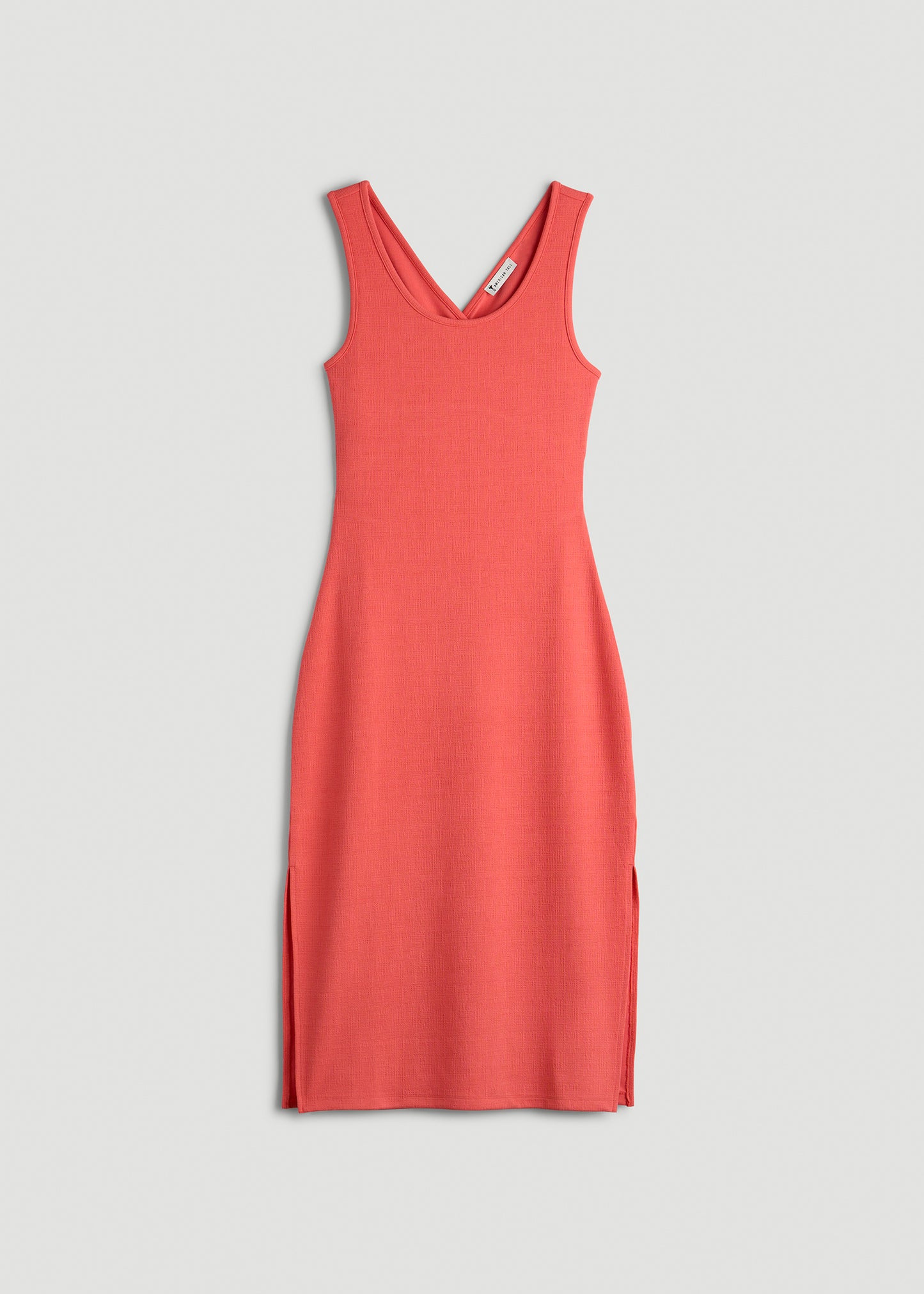 Midi Cross Back Sleeveless Dress for Tall Women in Sunset Coral