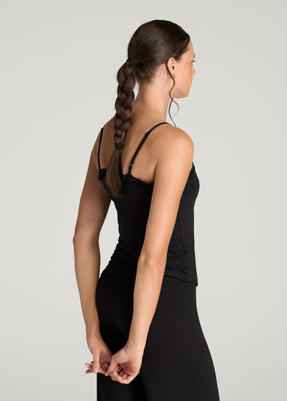 Modal Cami with Lace for Tall Women in Black