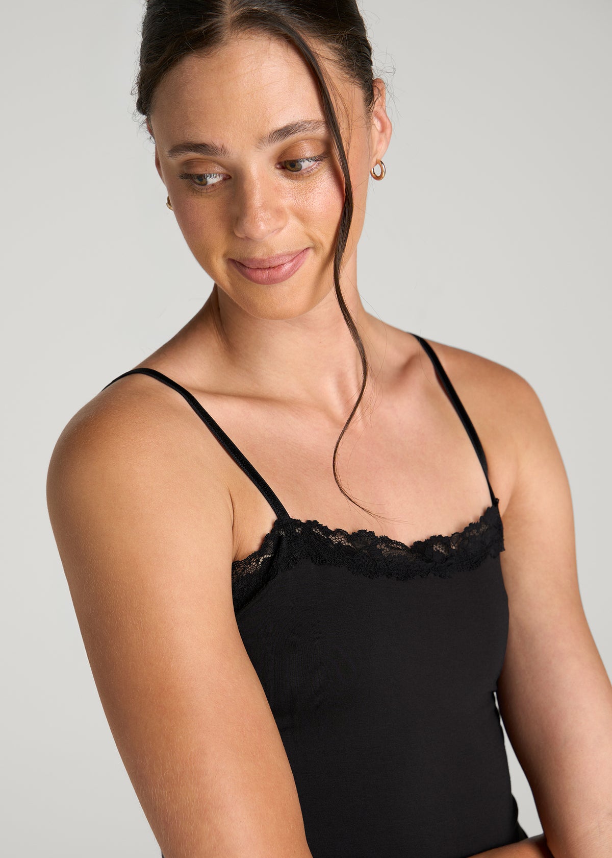 Modal Cami with Lace for Tall Women in Black