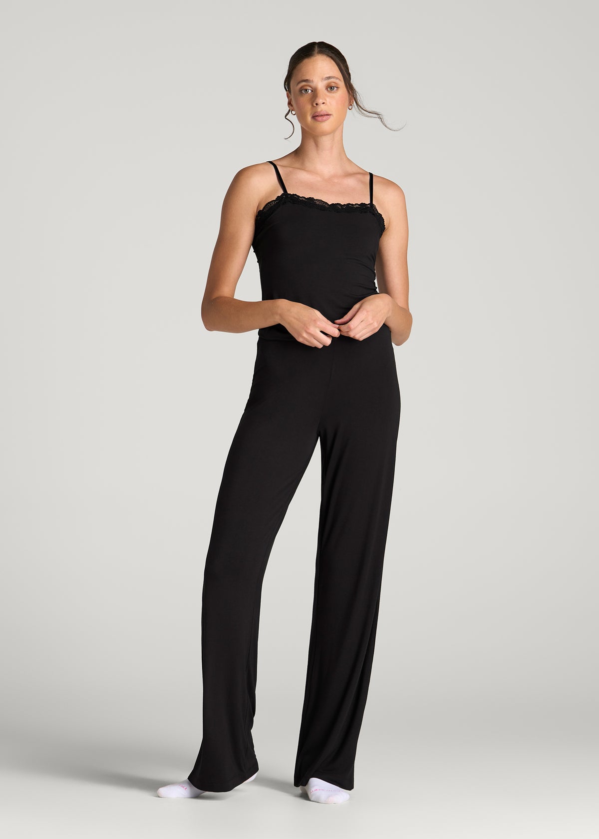 Modal Cami with Lace for Tall Women in Black