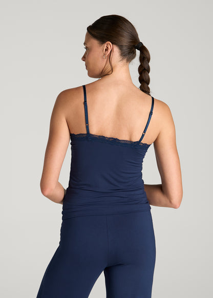 Modal Cami with Lace for Tall Women in Navy Blue