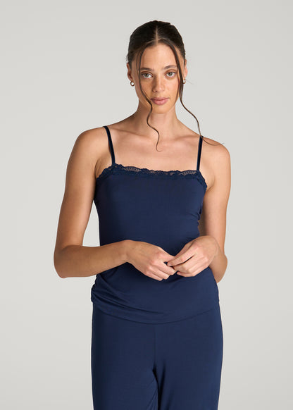 Modal Cami with Lace for Tall Women in Navy Blue