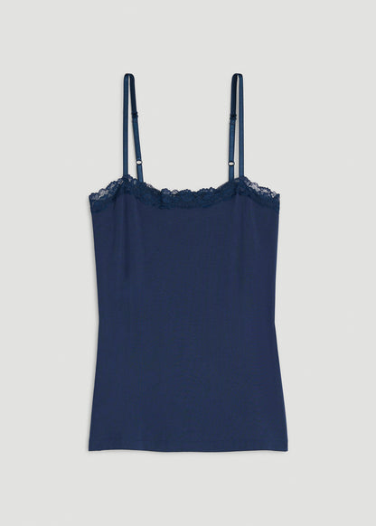 Modal Cami with Lace for Tall Women in Navy Blue