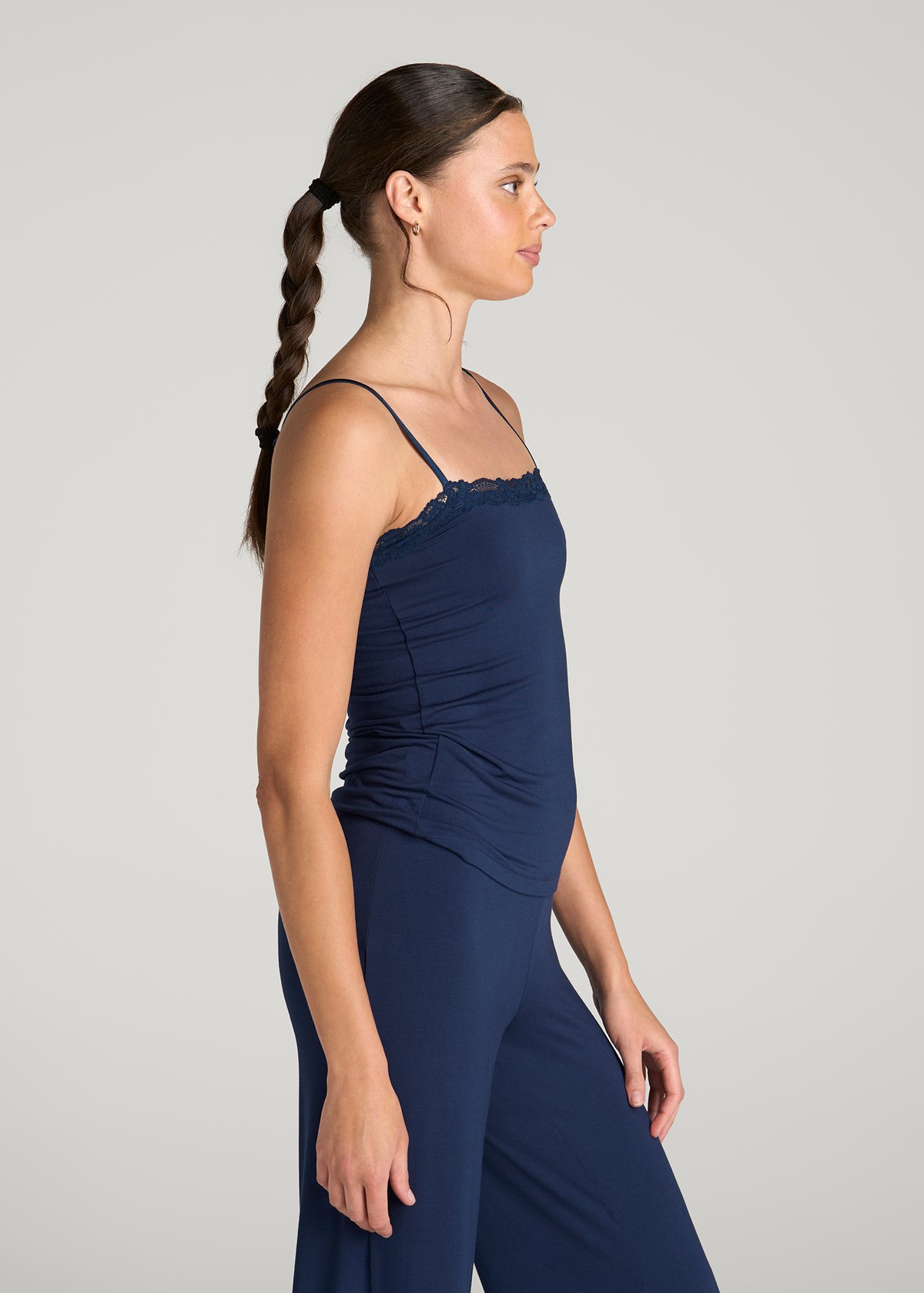 Modal Cami with Lace for Tall Women in Navy Blue