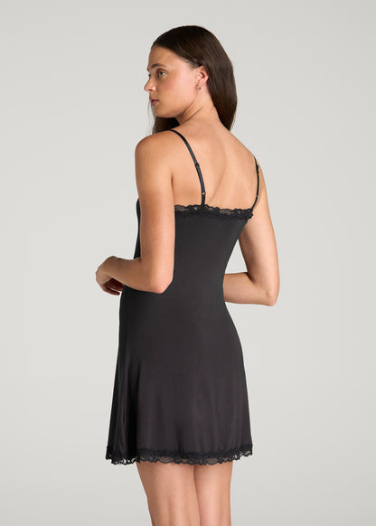 Modal Pajama Slip Dress for Tall Women in Black
