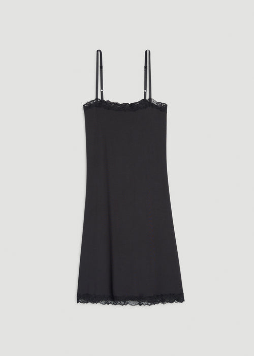Modal Pajama Slip Dress for Tall Women in Black