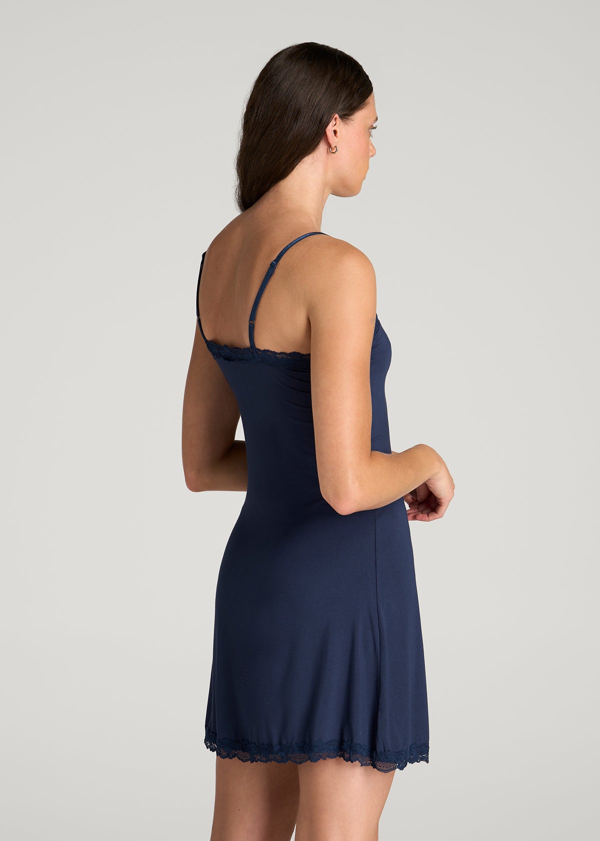 Modal Pajama Slip Dress for Tall Women in Navy Blue