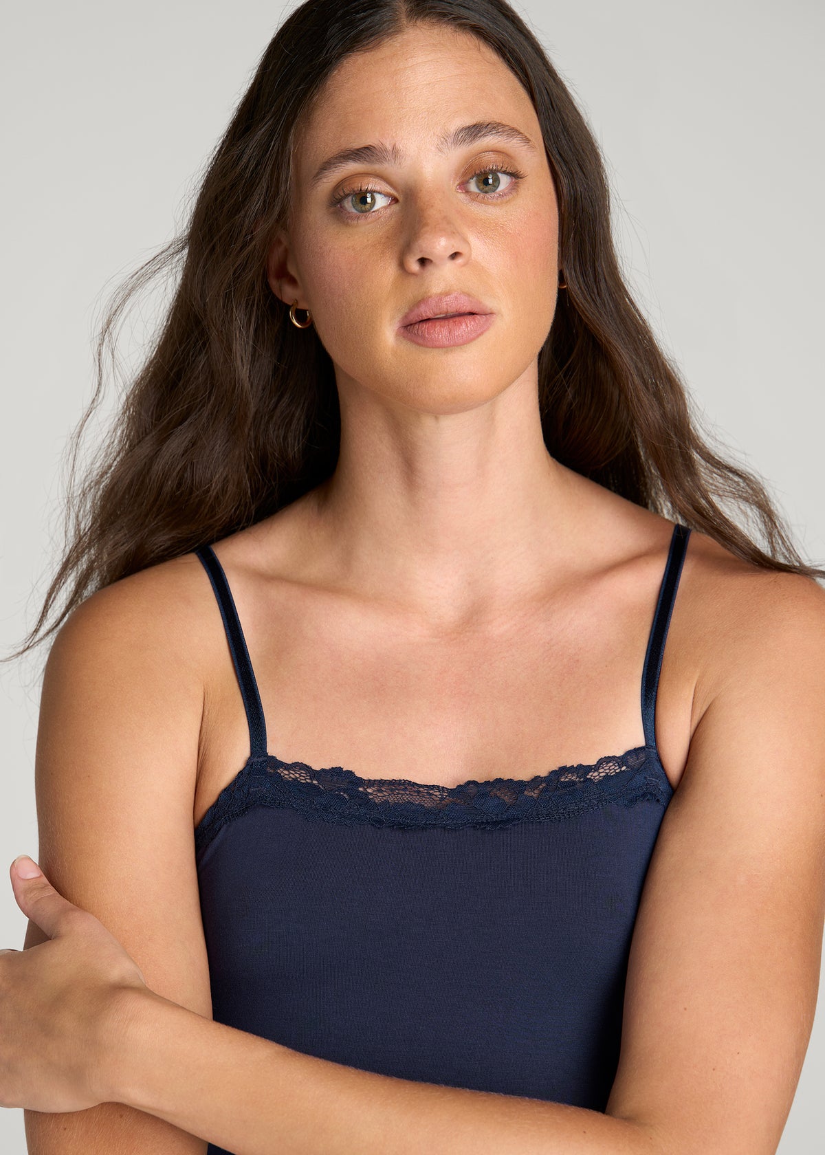 Modal Pajama Slip Dress for Tall Women in Navy Blue