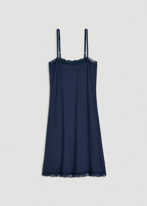 Modal Pajama Slip Dress for Tall Women in Navy Blue