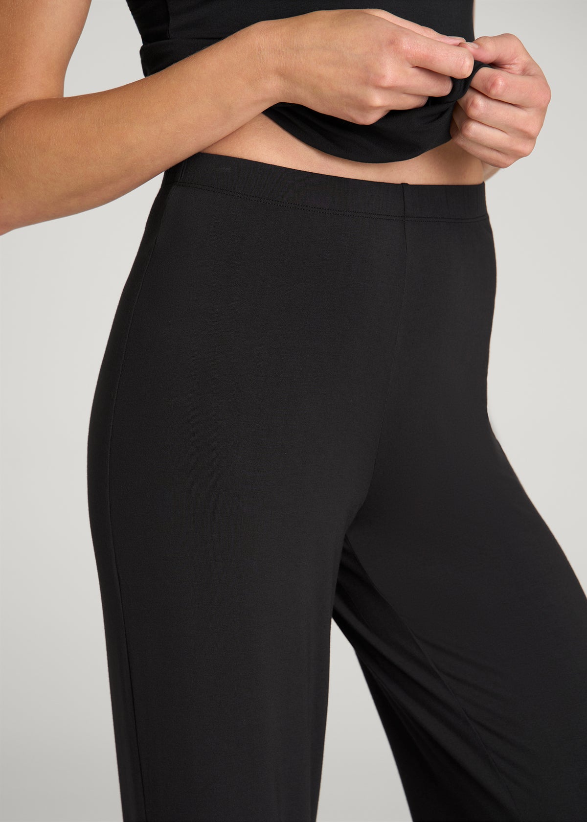 Modal Wide Leg Pajama Pants for Tall Women in Black