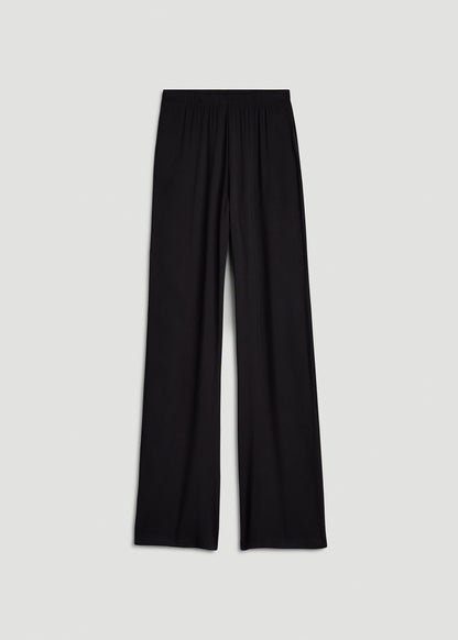Modal Wide Leg Pajama Pants for Tall Women in Black