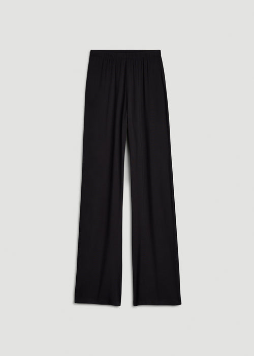 Modal Wide Leg Pajama Pants for Tall Women in Black