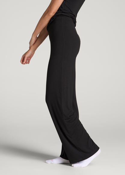 Modal Wide Leg Pajama Pants for Tall Women in Black