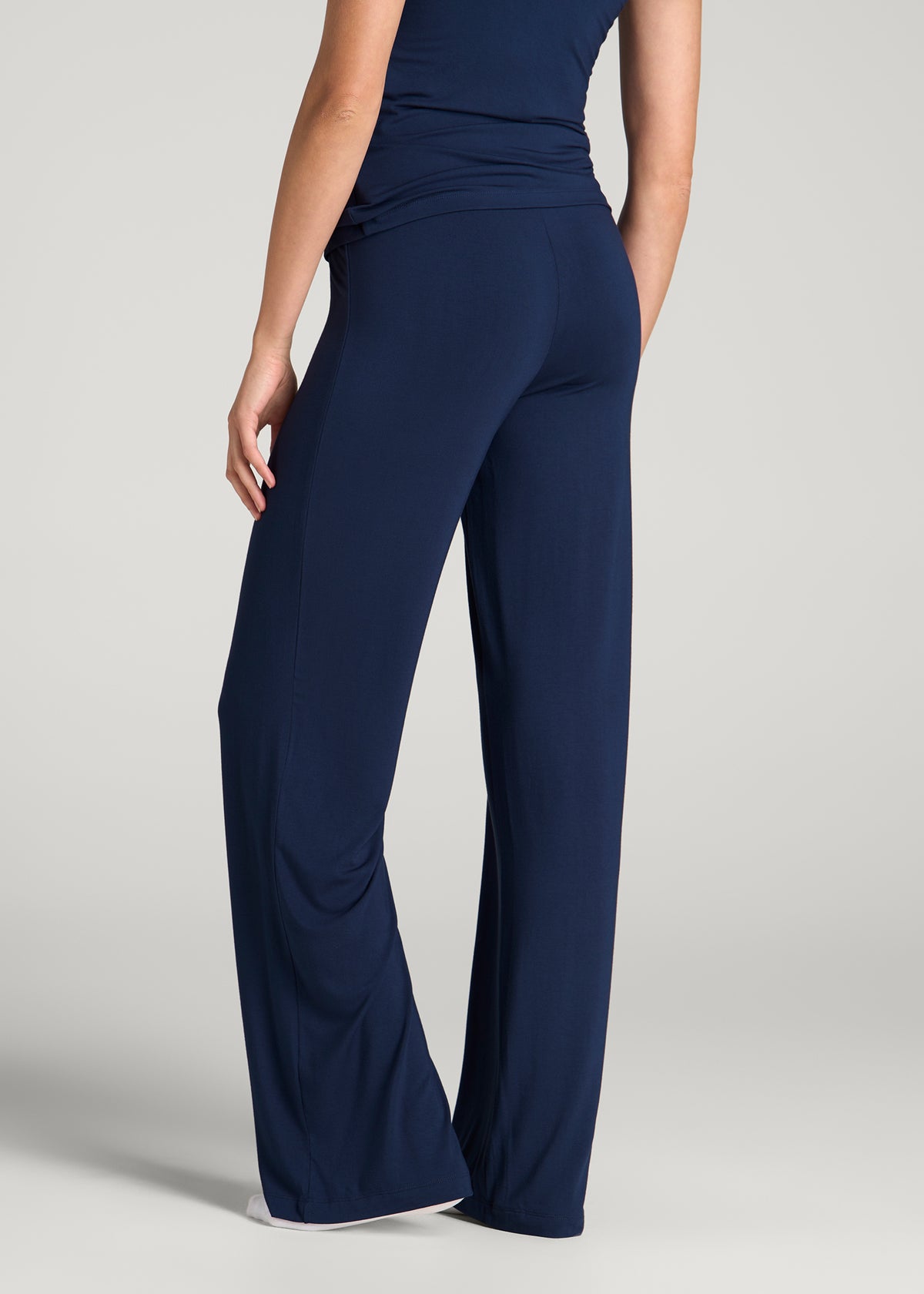 Modal Wide Leg Pajama Pants for Tall Women in Navy Blue