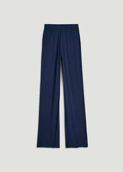 Modal Wide Leg Pajama Pants for Tall Women in Navy Blue