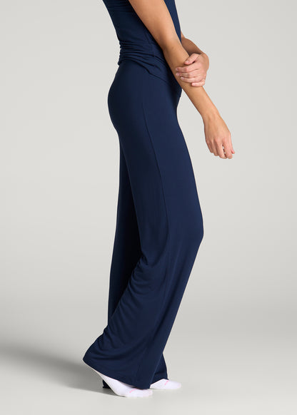 Modal Wide Leg Pajama Pants for Tall Women in Navy Blue