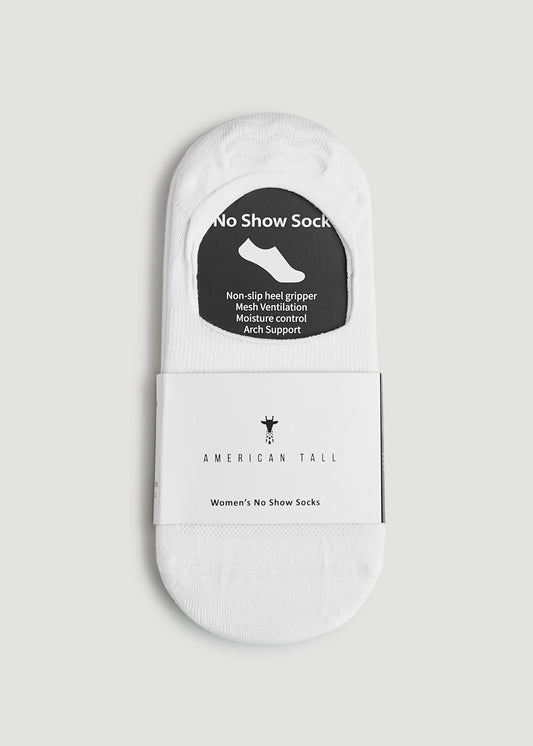 No Show Socks for Tall Women 3-Pack in White