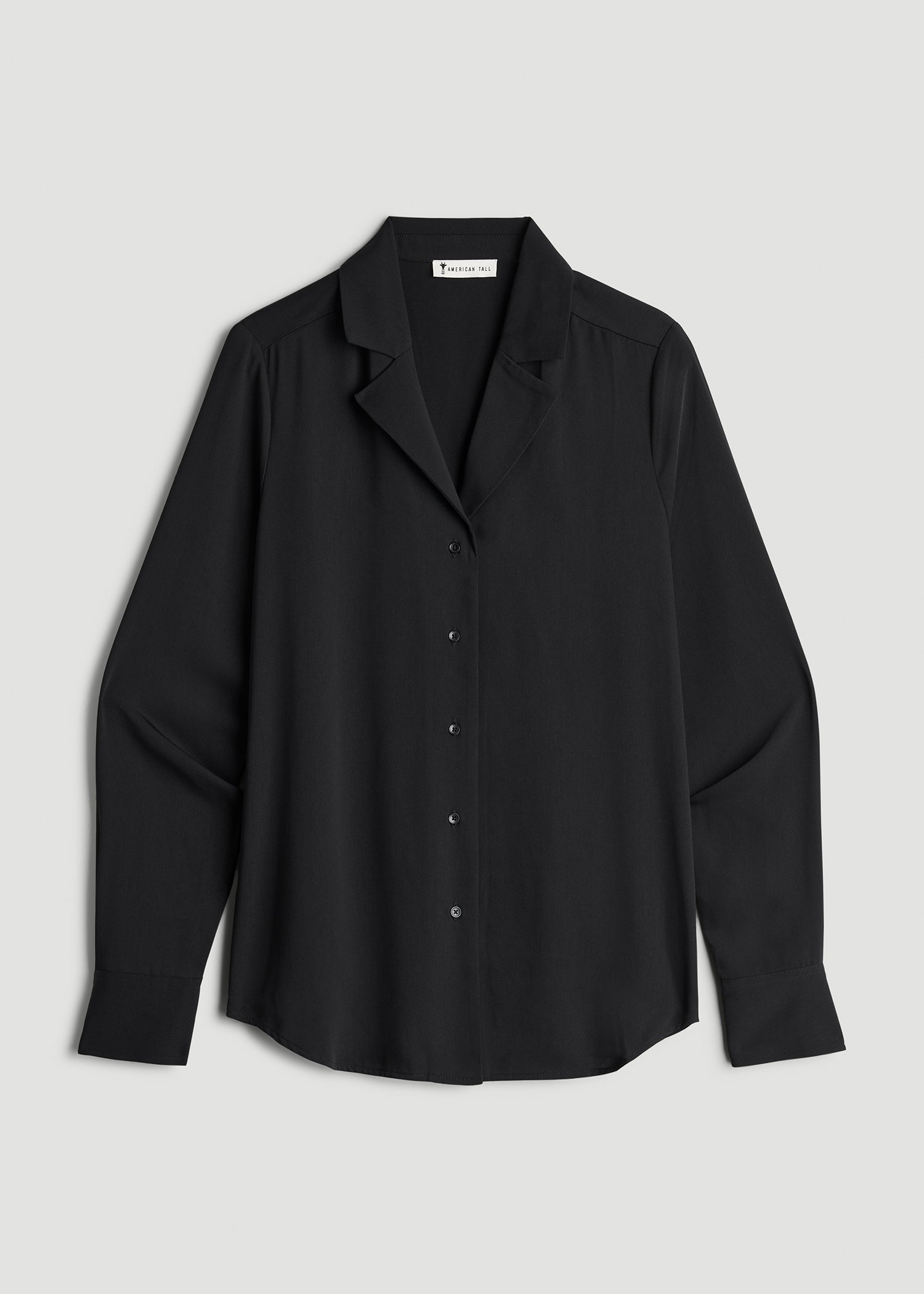 Notch Collar Blouse for Tall Women in Black