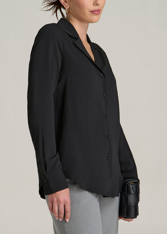 Notch Collar Tall Women's Blouse in Black