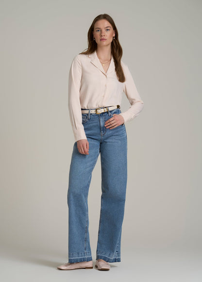Notch Collar Blouse for Tall Women in Shell