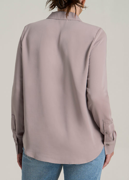 Notch Collar Tall Women's Blouse in Truly Taupe