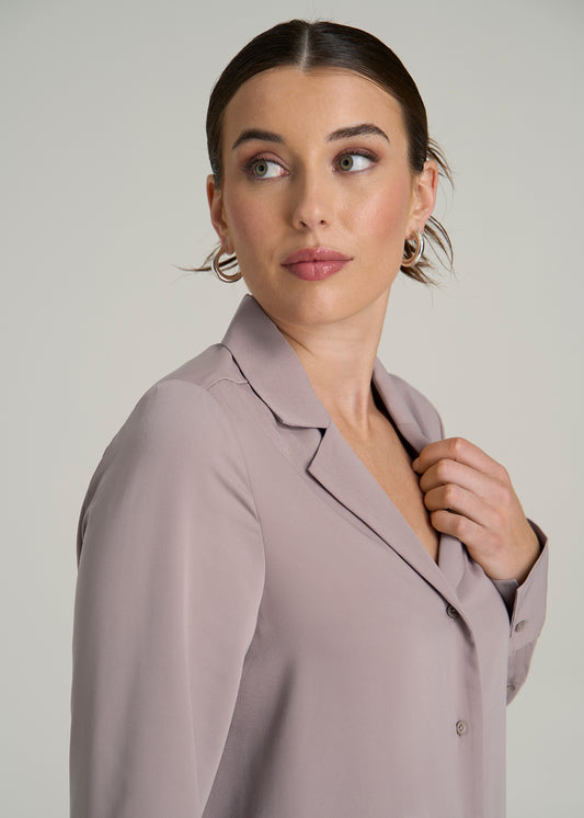 Notch Collar Tall Women's Blouse in Truly Taupe