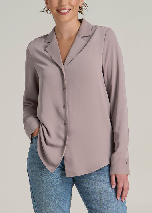 Notch Collar Tall Women's Blouse in Truly Taupe