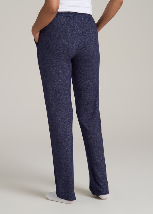 Open-Bottom Cozy PJ Lounge Pants for Tall Women in Regal Blue Mix