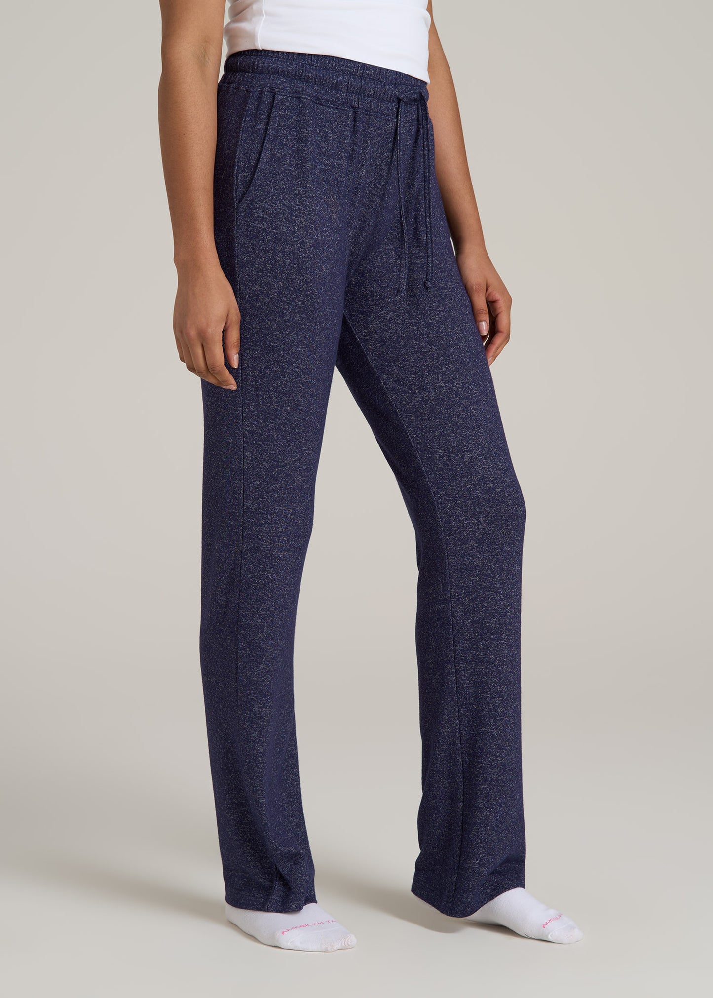 Open-Bottom Cozy PJ Lounge Pants for Tall Women in Regal Blue Mix