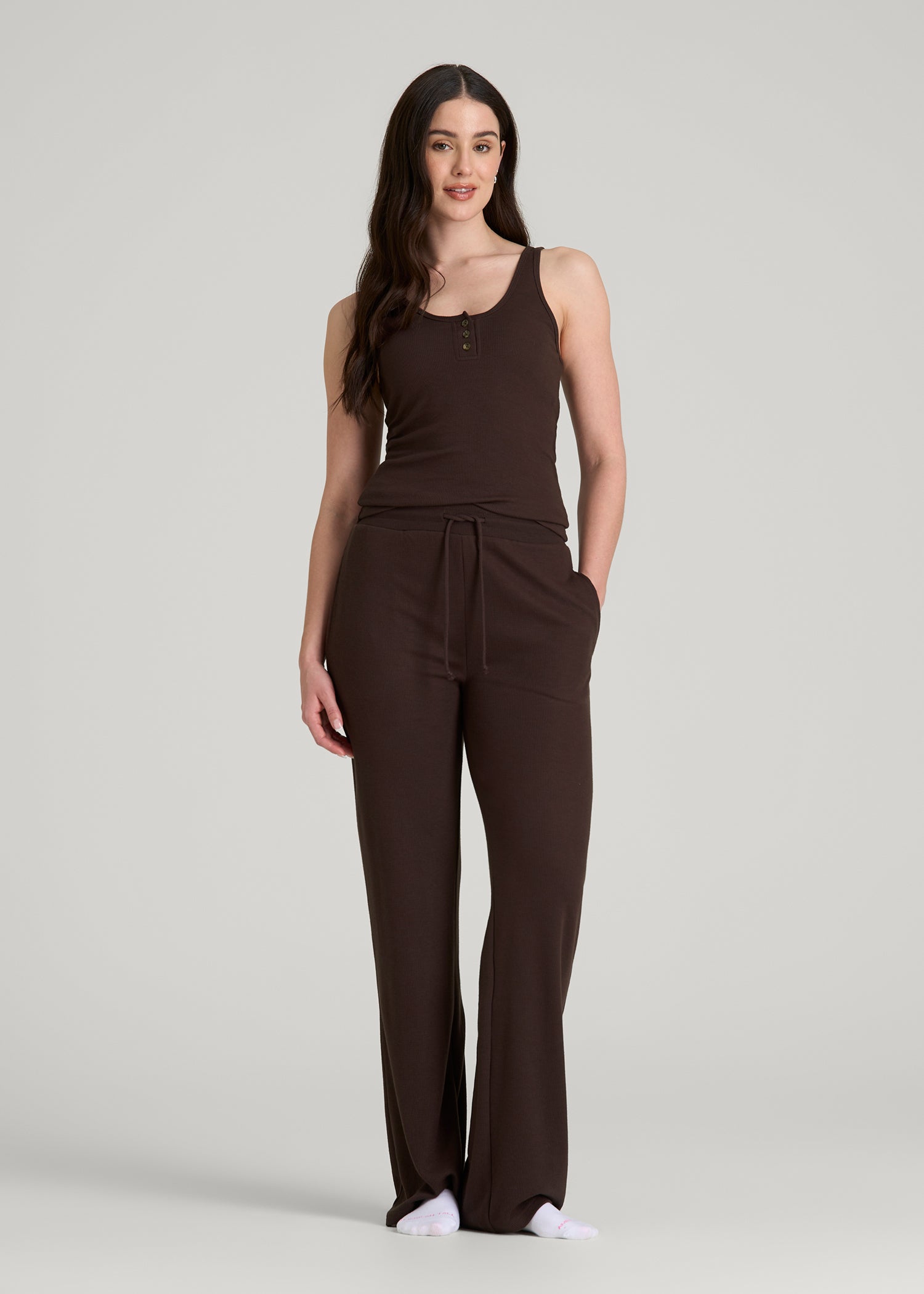 Open-Bottom Waffle Lounge Pants for Tall Women | American Tall