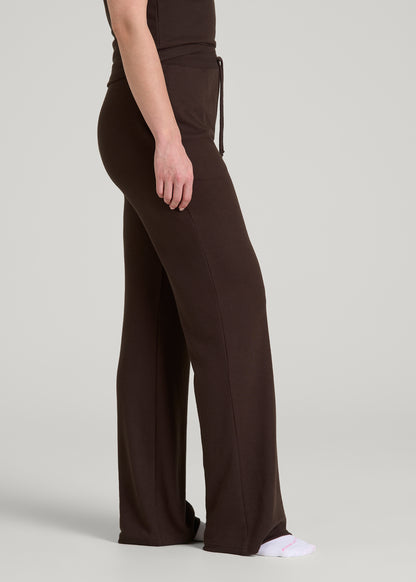 Open-Bottom Waffle Lounge Pants for Tall Women in Espresso
