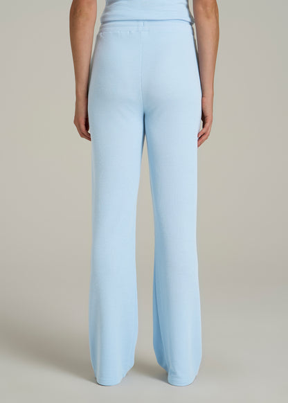 Open-Bottom Waffle Lounge Pants for Tall Women in Ice Blue