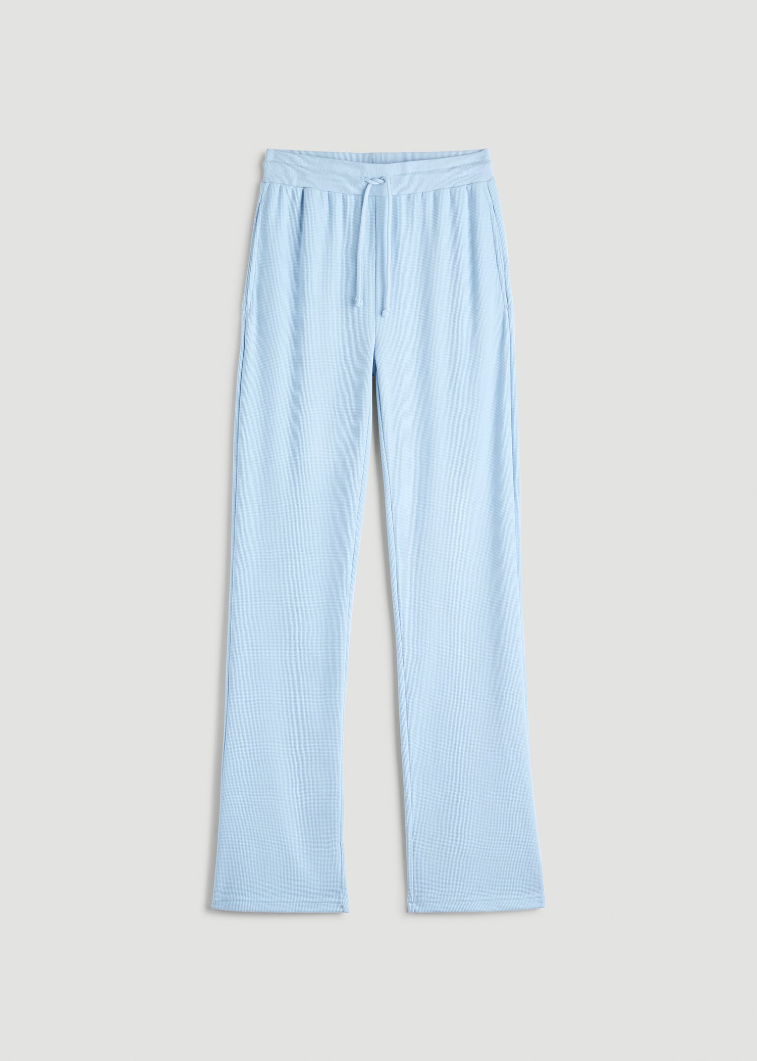 Open-Bottom Waffle Lounge Pants for Tall Women in Ice Blue
