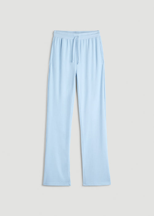 Open-Bottom Waffle Lounge Pants for Tall Women in Ice Blue