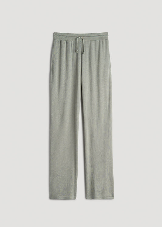 Open-Bottom Waffle Lounge Pants for Tall Women in Seagrass