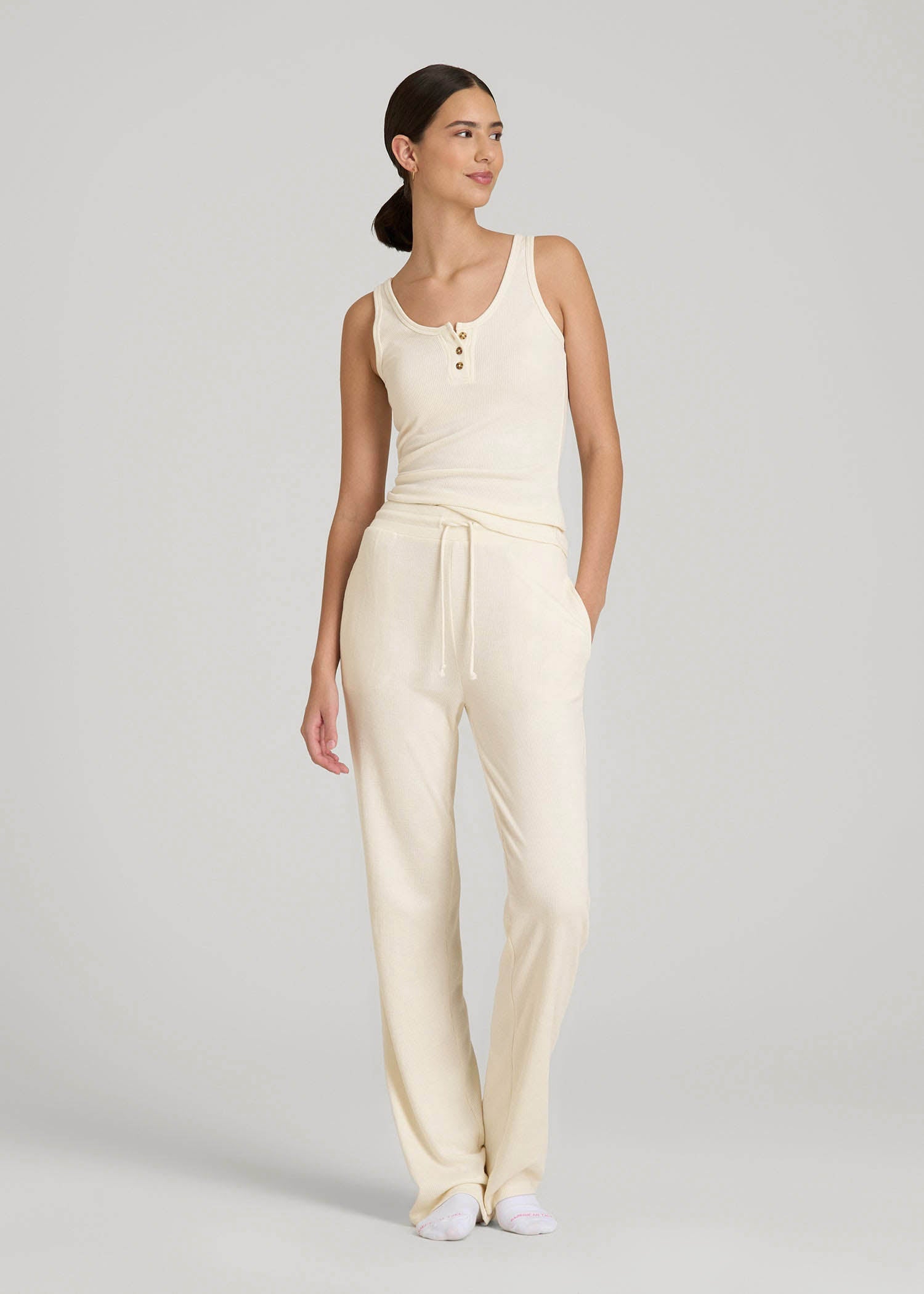 Open-Bottom Waffle Lounge Pants for Tall Women | American Tall