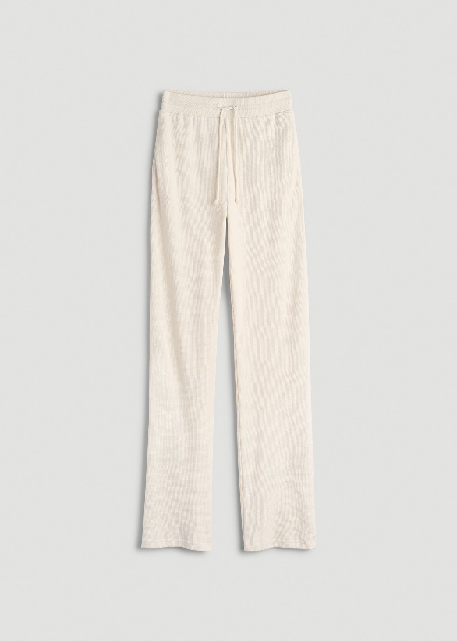 Open-Bottom Waffle Lounge Pants for Tall Women in White Alyssum