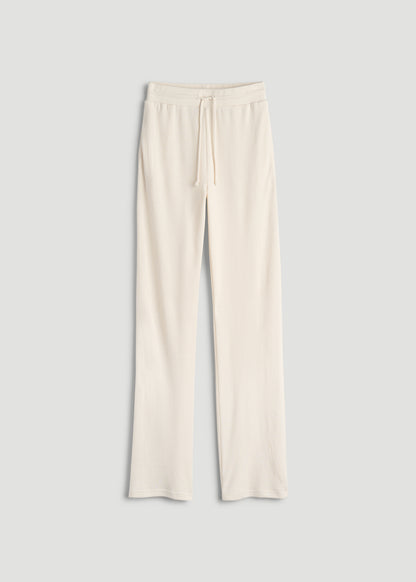 Open-Bottom Waffle Lounge Pants for Tall Women in White Alyssum